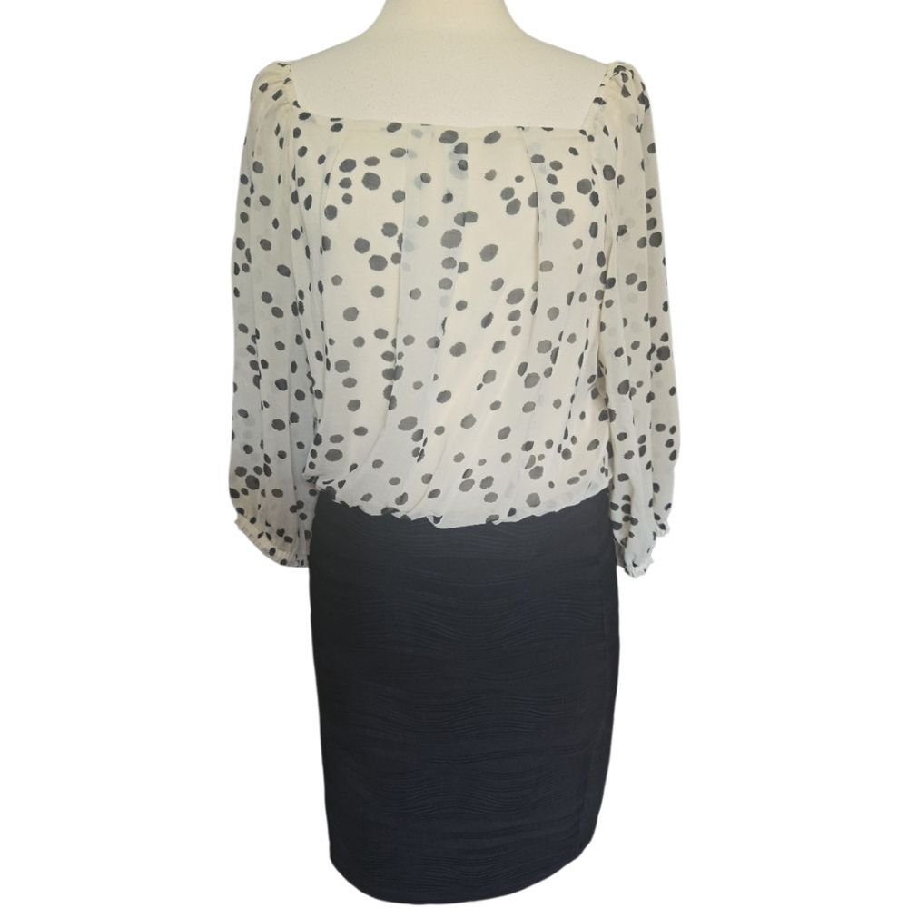 Julian Taylor Polka Dot& Black Long Sleeve Dress - 12